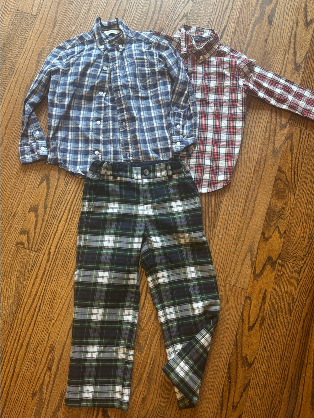 Bundle of Janie and Jack Boys Plaid Shirts with Flannel Plaid Pants
